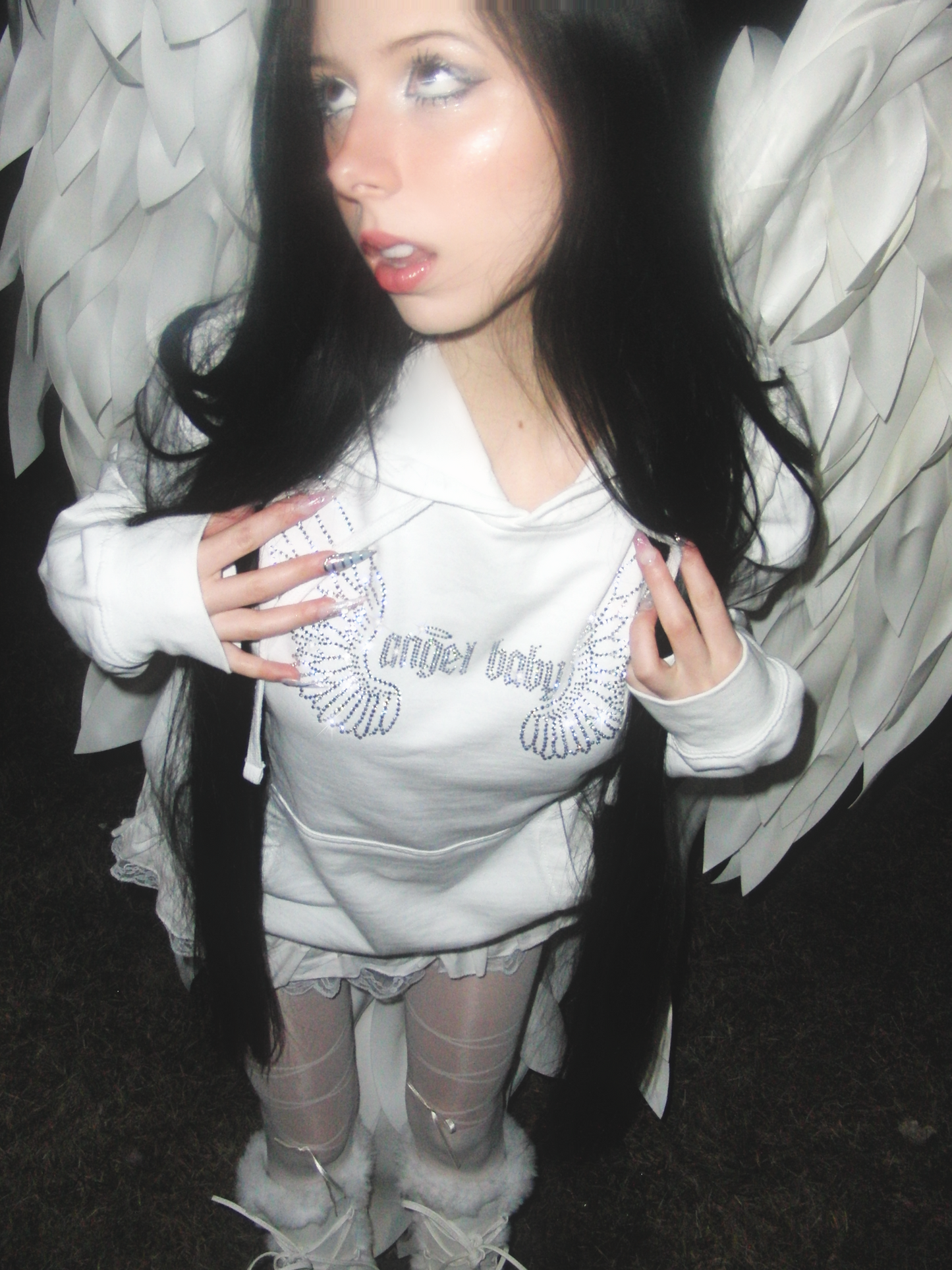 rhinestone angel baby hoodie