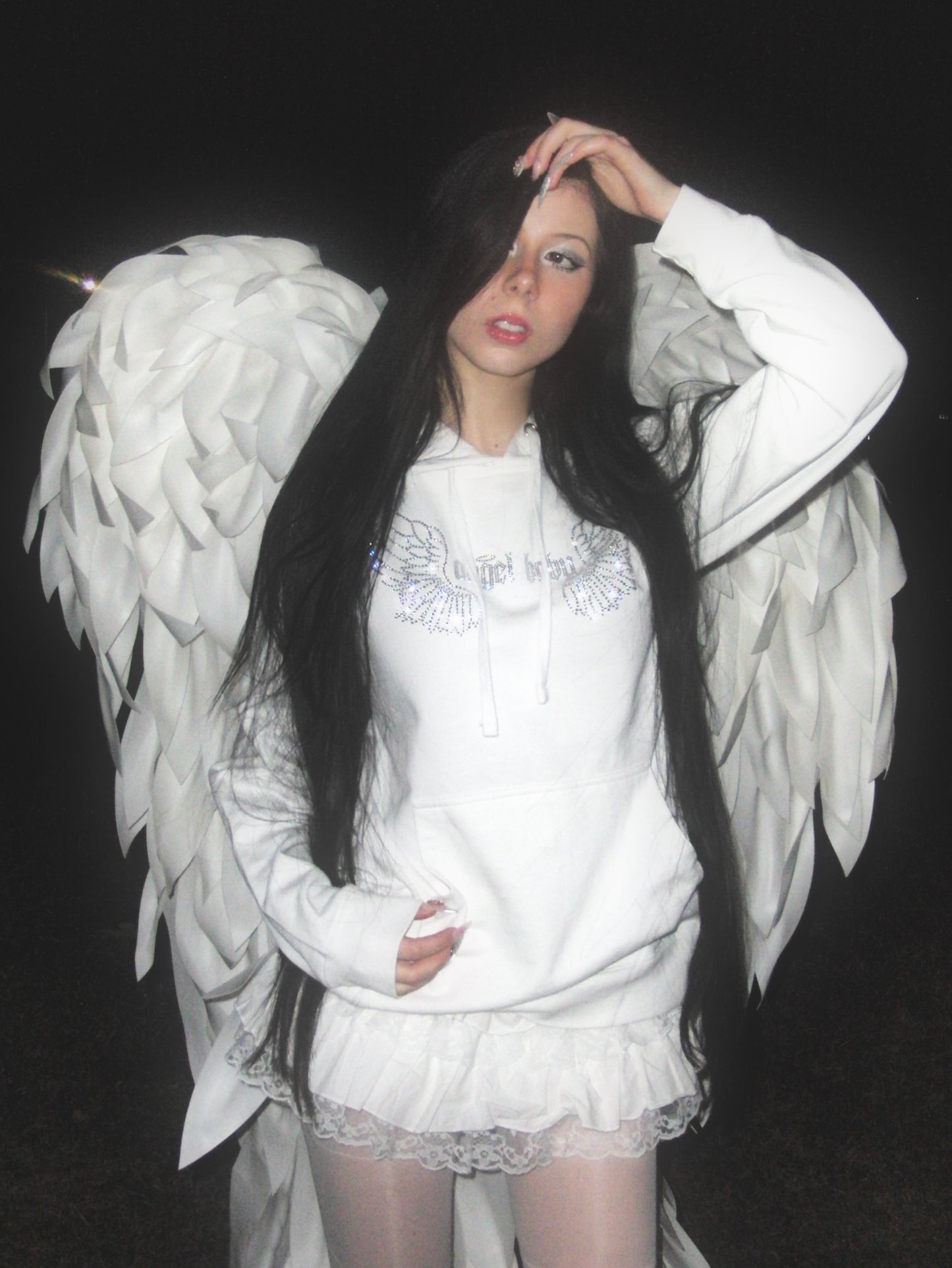 rhinestone angel baby hoodie