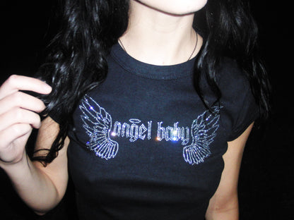 rhinestone angel baby tee