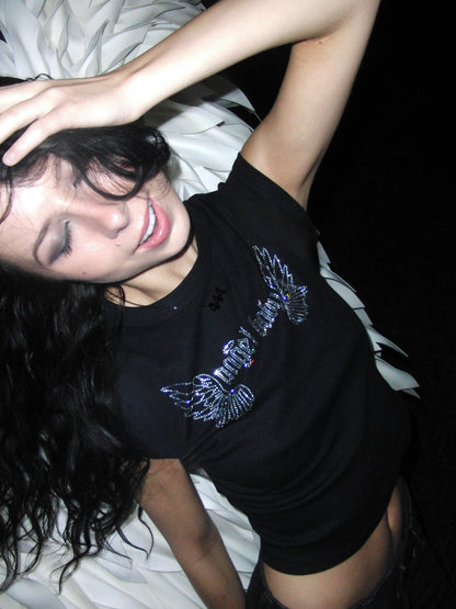 rhinestone angel baby tee