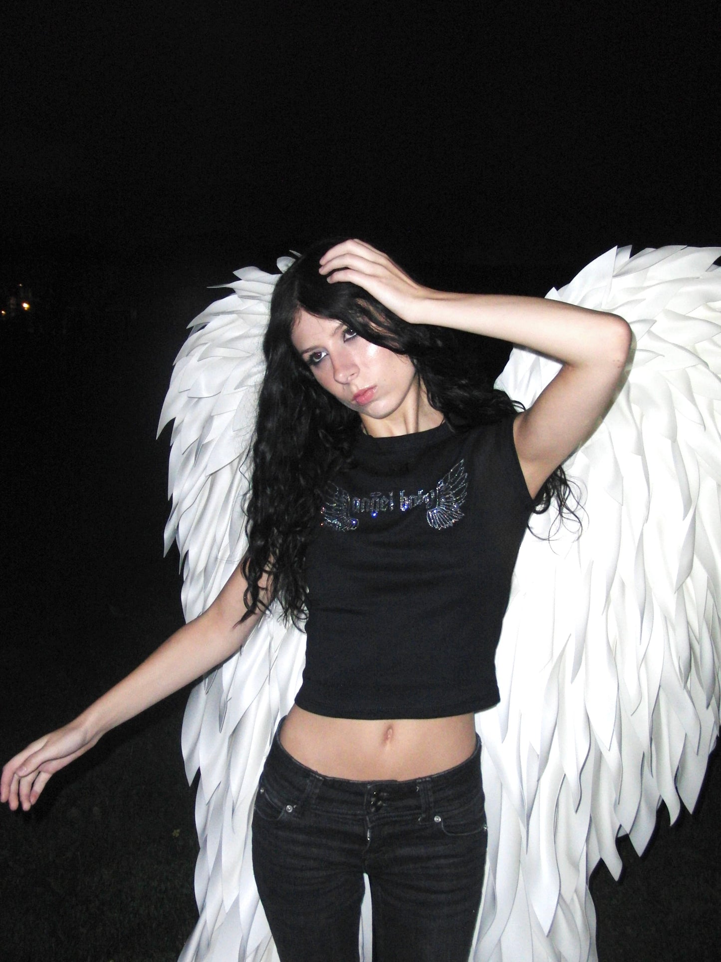 rhinestone angel baby tee