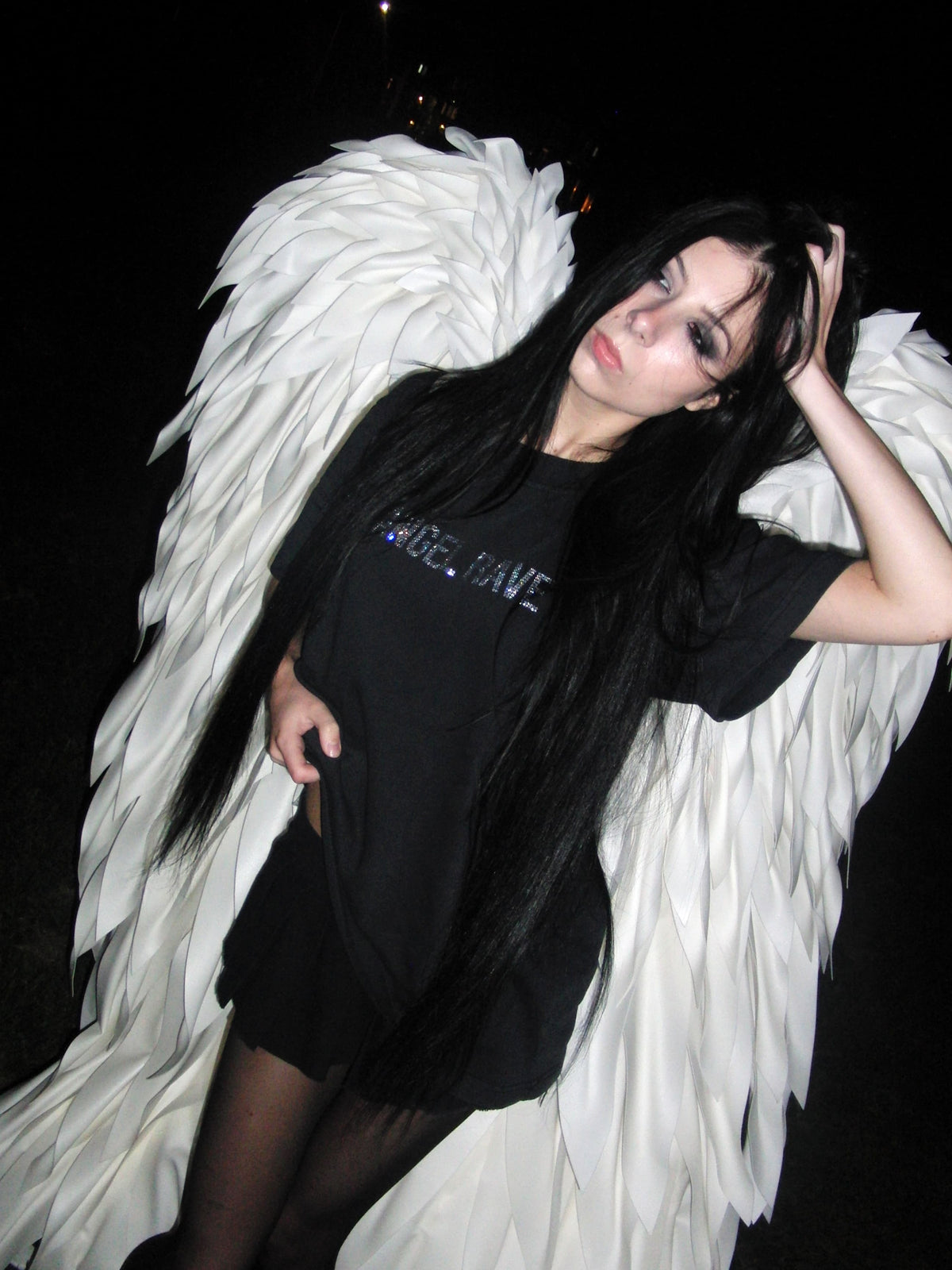 rhinestone angel rave tee