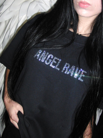 rhinestone angel rave tee