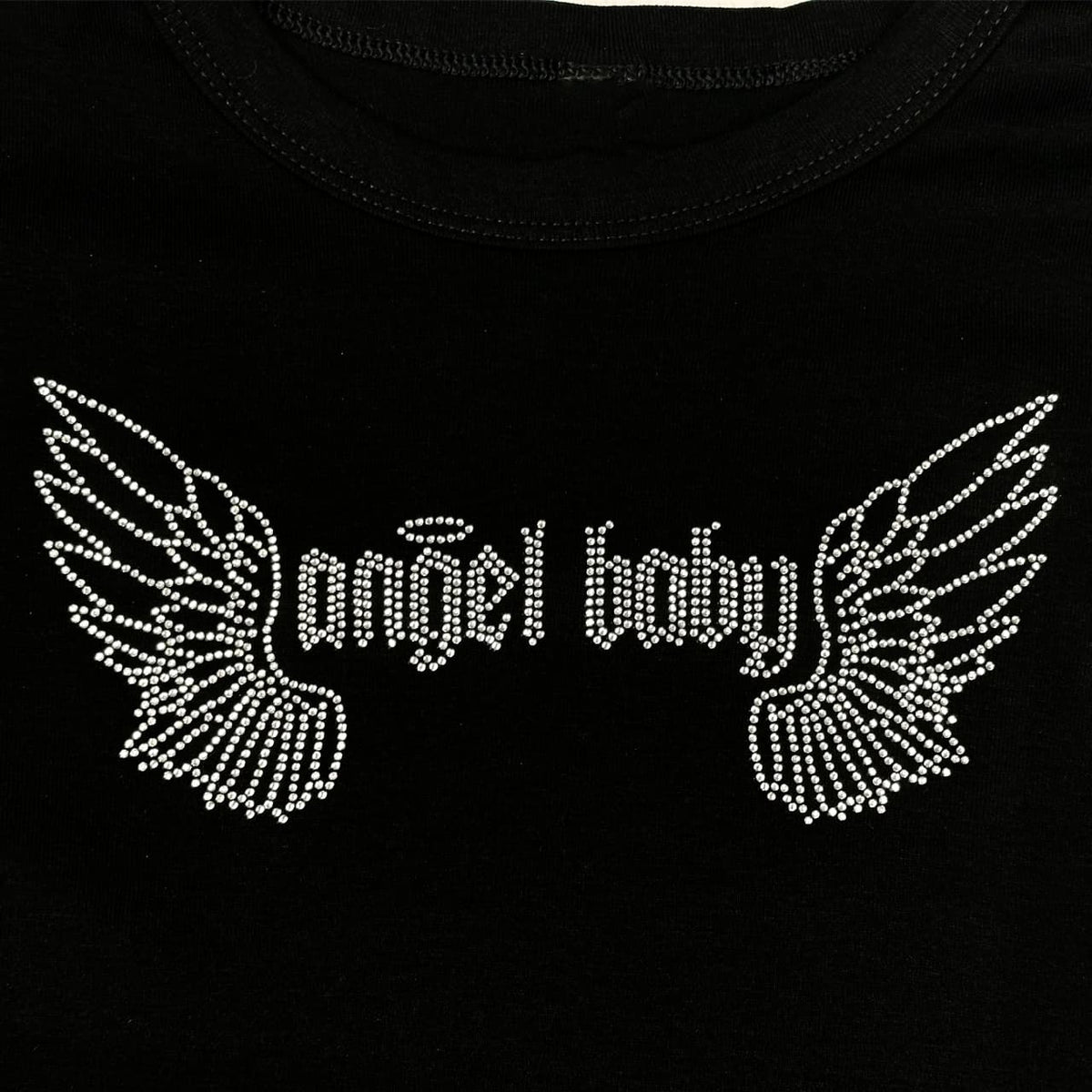 rhinestone angel baby tee