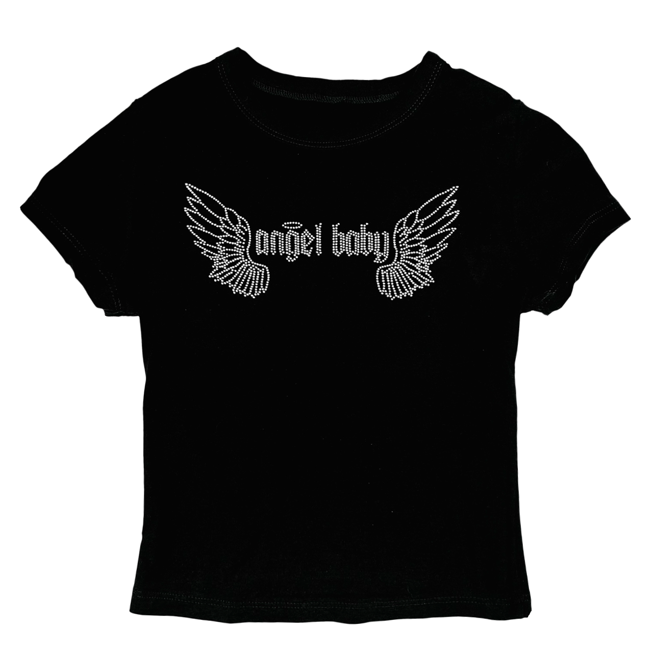 rhinestone angel baby tee
